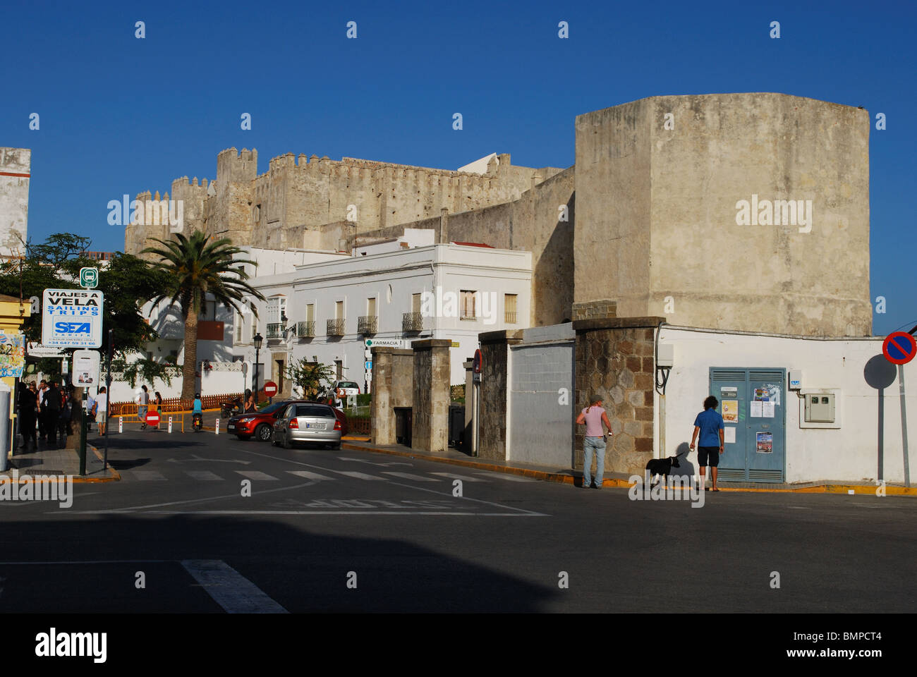 Burg (Castillo Guzman el Bueno), Tarifa, Costa De La Luz, Provinz Cadiz, Andalusien, Südspanien, Westeuropa. Stockfoto