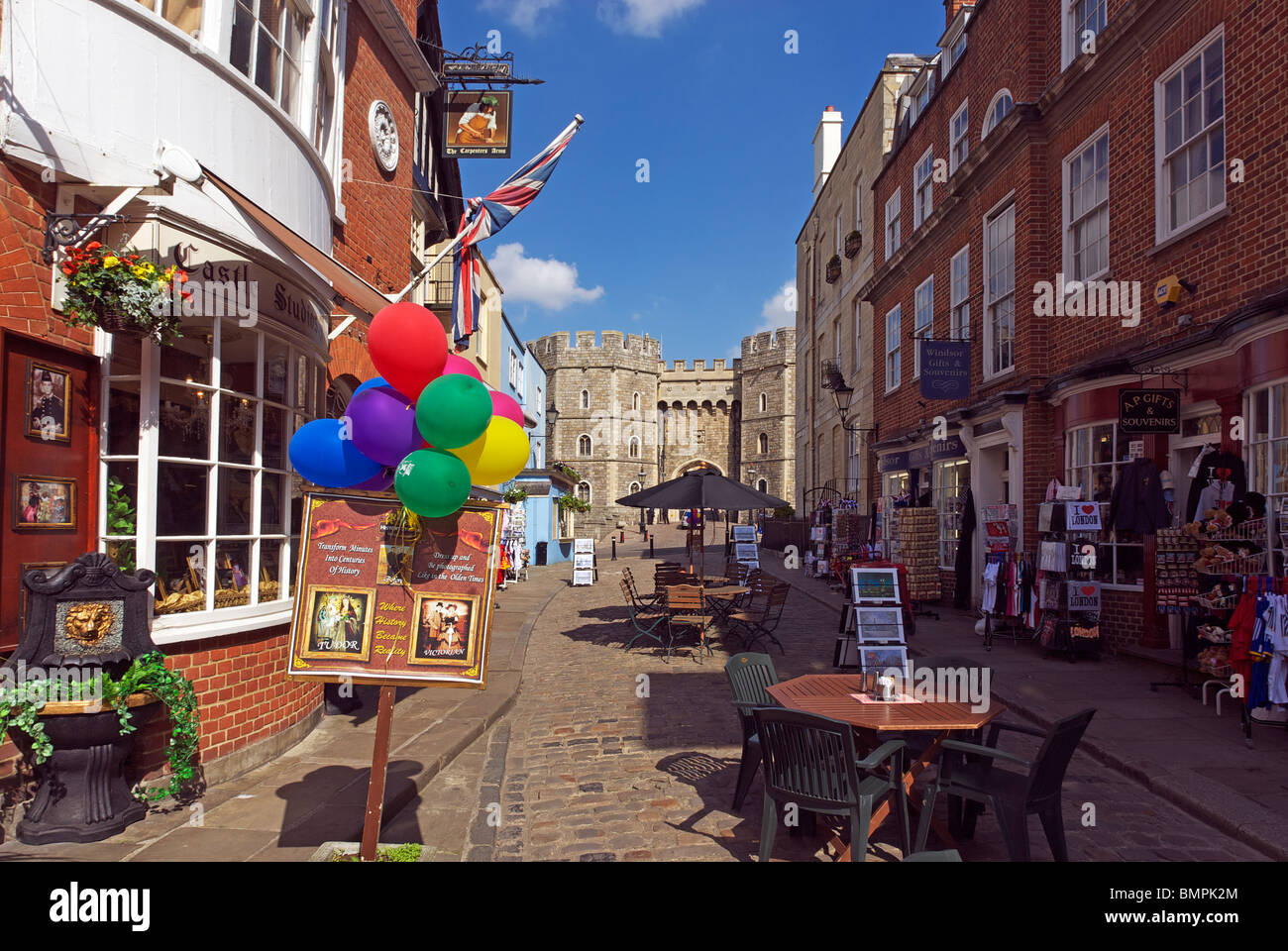 Zentrum von Windsor mit Windsor Castle Stockfoto