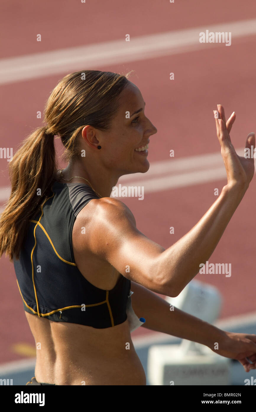 Lolo Jones (USA) Gewinner des 100-Meter-Hürdenlauf der Frauen beim New York Grand Prix, IAAF Diamond League Stockfoto