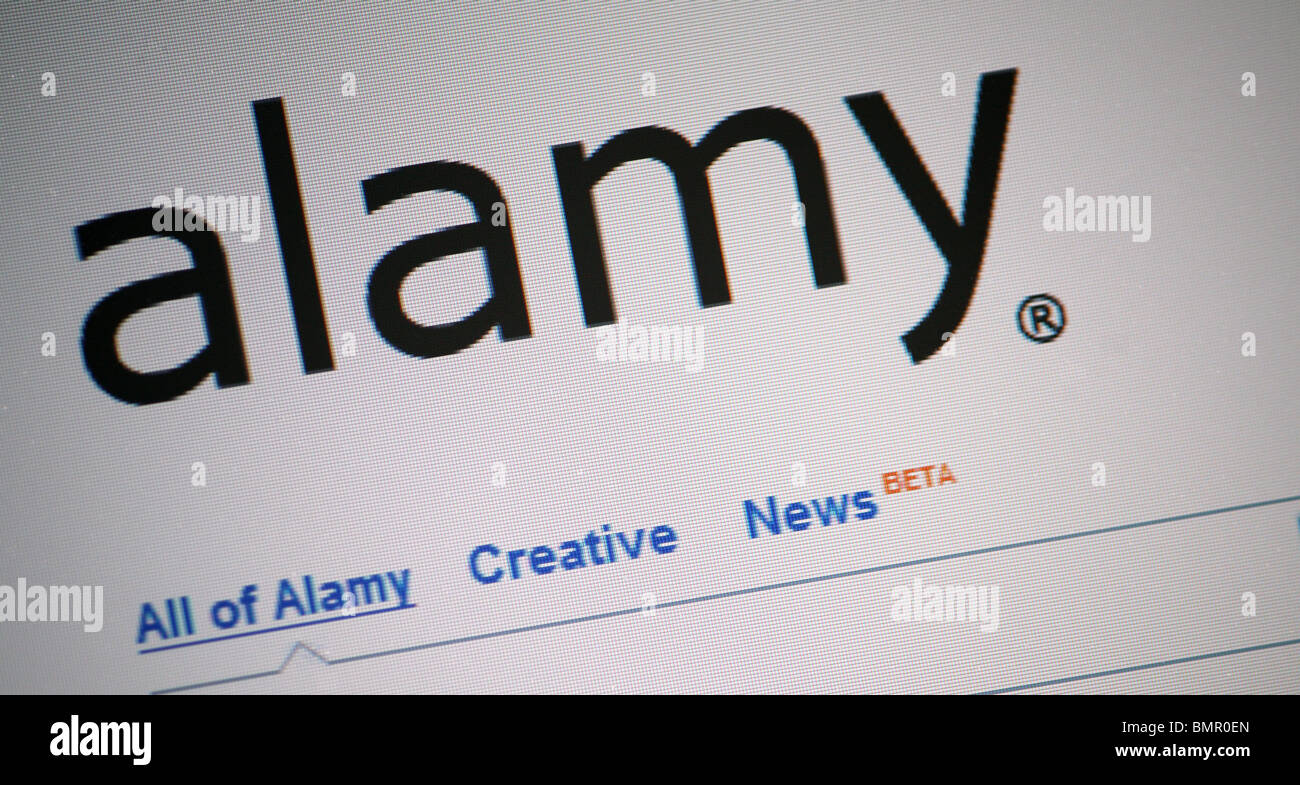 Ein Foto von der vorderen Startseite Alamy Limited Website zeigt Stockfotografie Proben und eine interne Suchmaschine Stockfoto