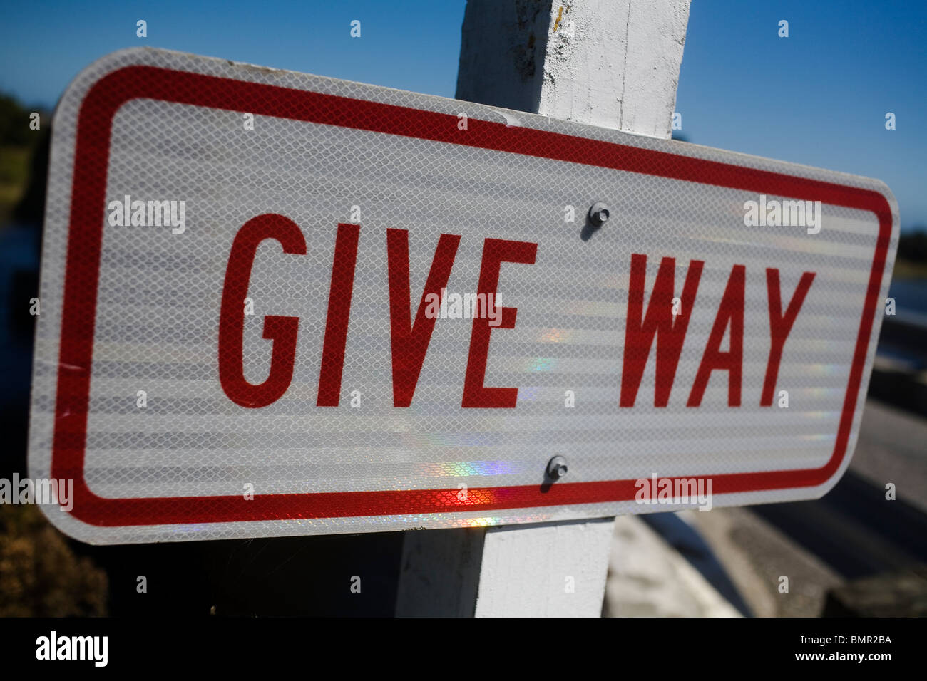Neuseeland-Geber Wege-Schild. Stockfoto