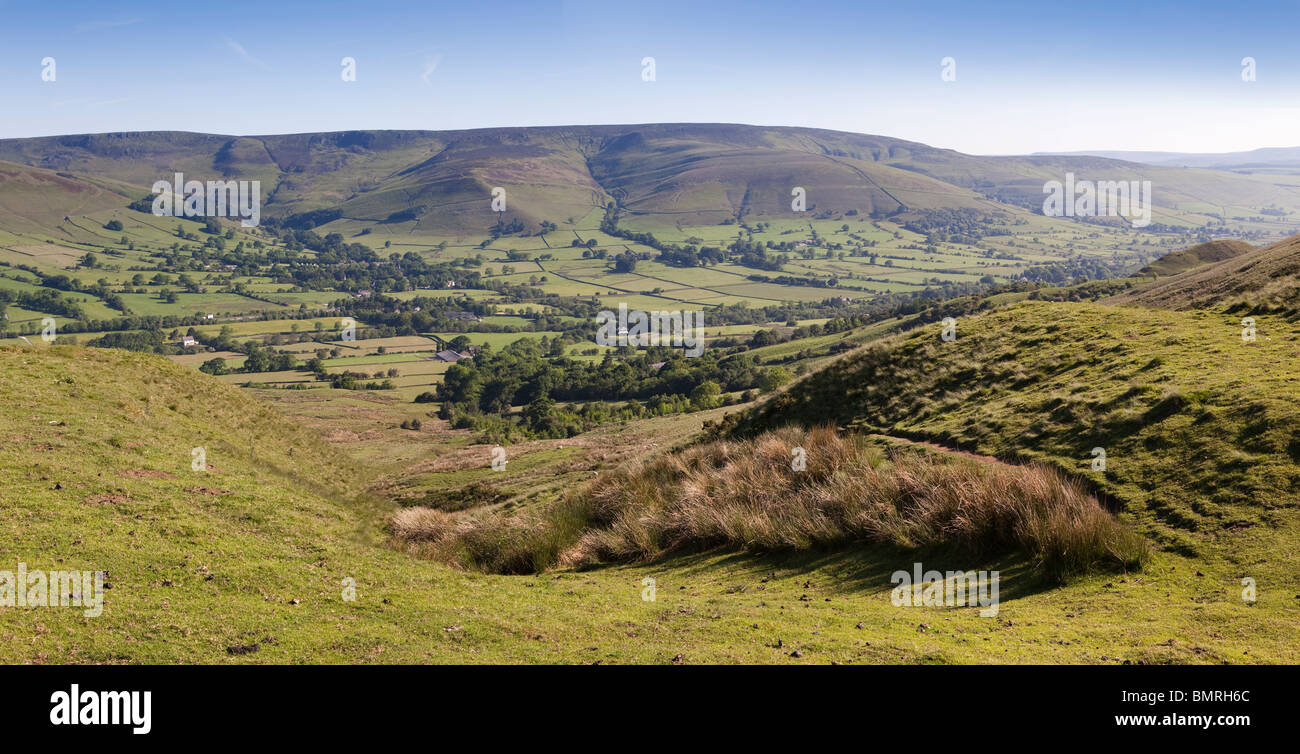 UK, Derbyshire, Vale Edale unter Kinder Scout erhöhte Panoramablick von Mam Tor Stockfoto