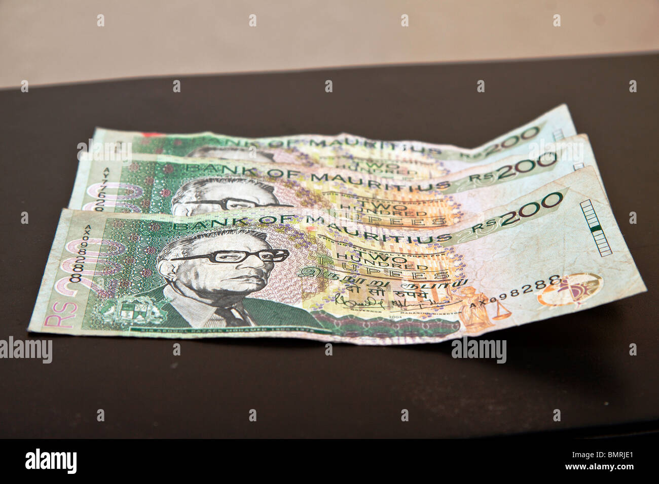 200 Rupien Noten von Mauritius Stockfoto