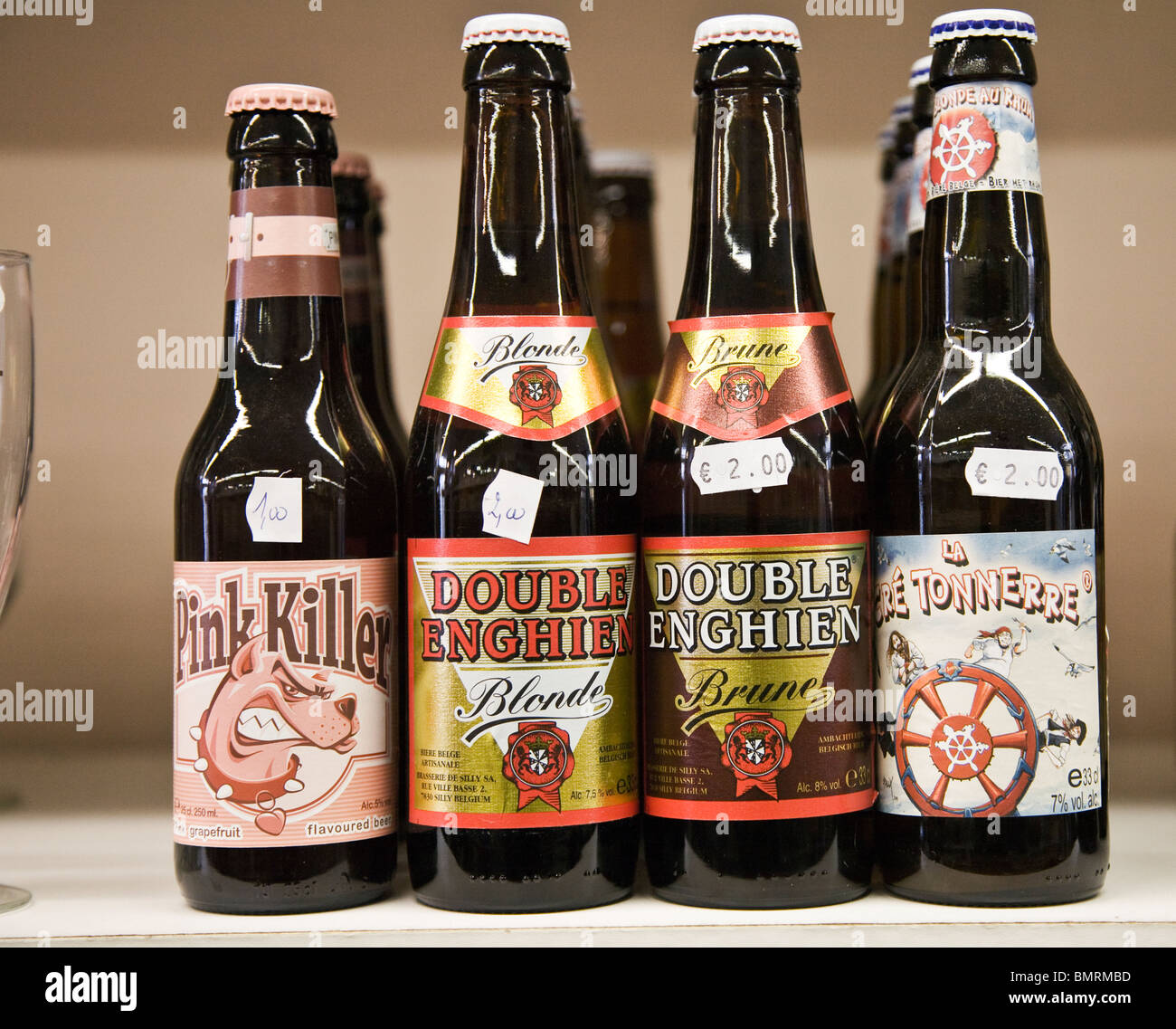 Bierflaschen Belgien Stockfoto