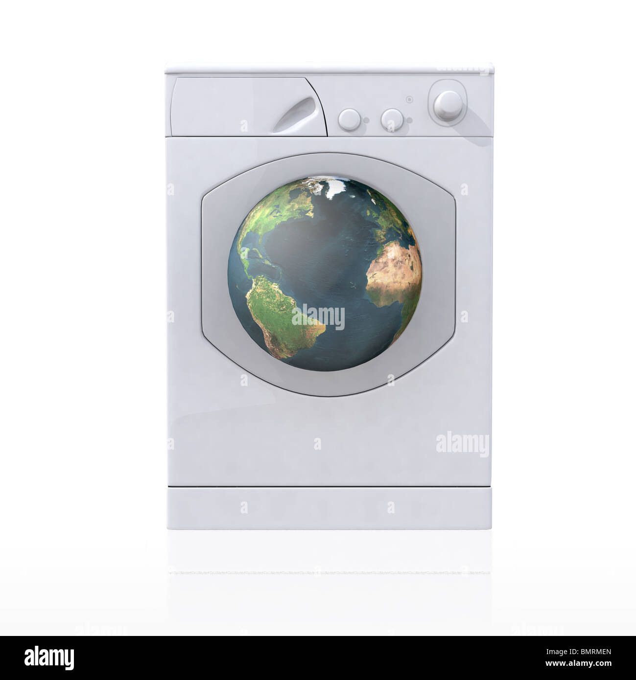 Waschmaschine, die die Welt reinigt Stockfoto