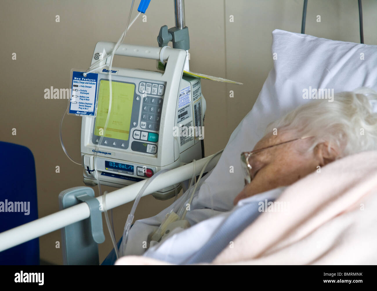 Älteren Patienten im Krankenhaus Stockfoto