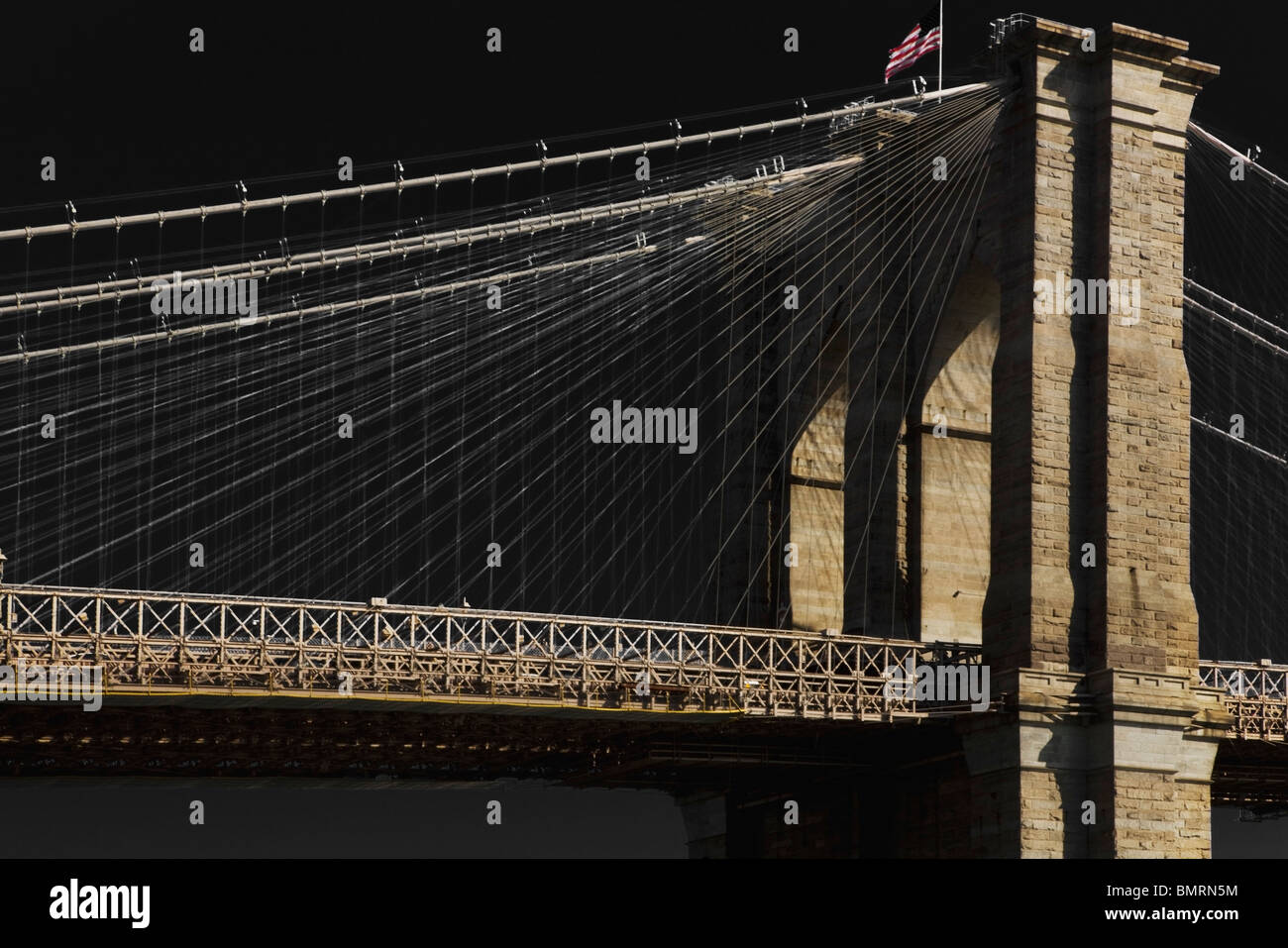 New York City, New York, Vereinigte Staaten von Amerika; Brooklyn Bridge Stockfoto