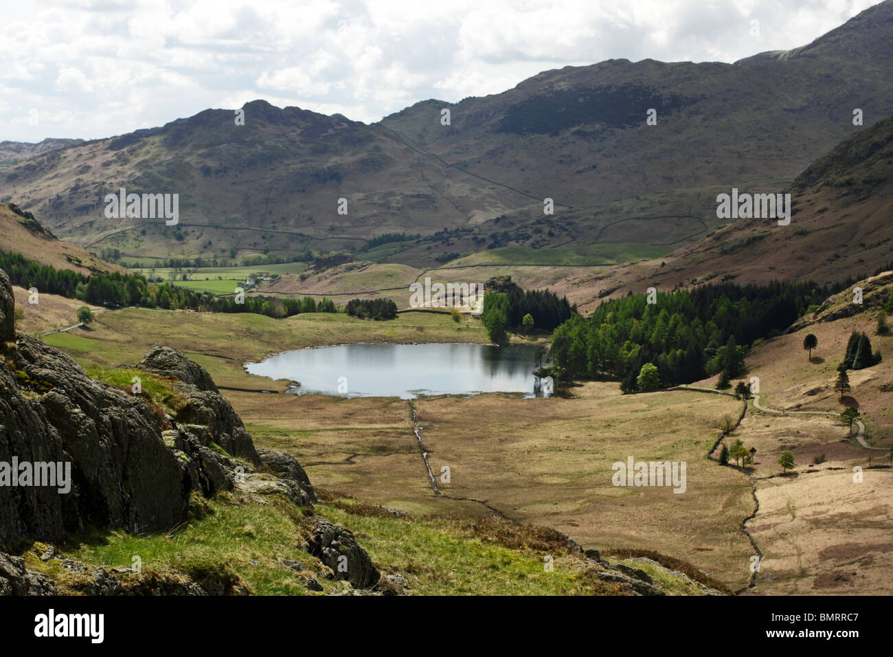 Blea Tarn und Pike O Blisko in der Nähe von Langdale in Lake District National Park, Cumbria, England, Großbritannien. Stockfoto