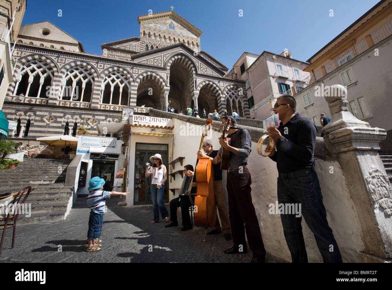 Musiker von Il Duomo (Kathedrale) Amalfi, Italien Stockfoto