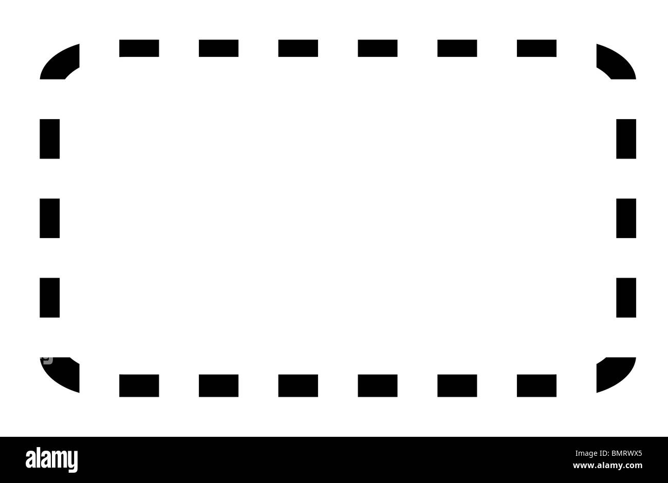 Leere Coupon oder Gutschein mit Schnittlinien Rand, isoliert auf weißem Hintergrund. Stockfoto