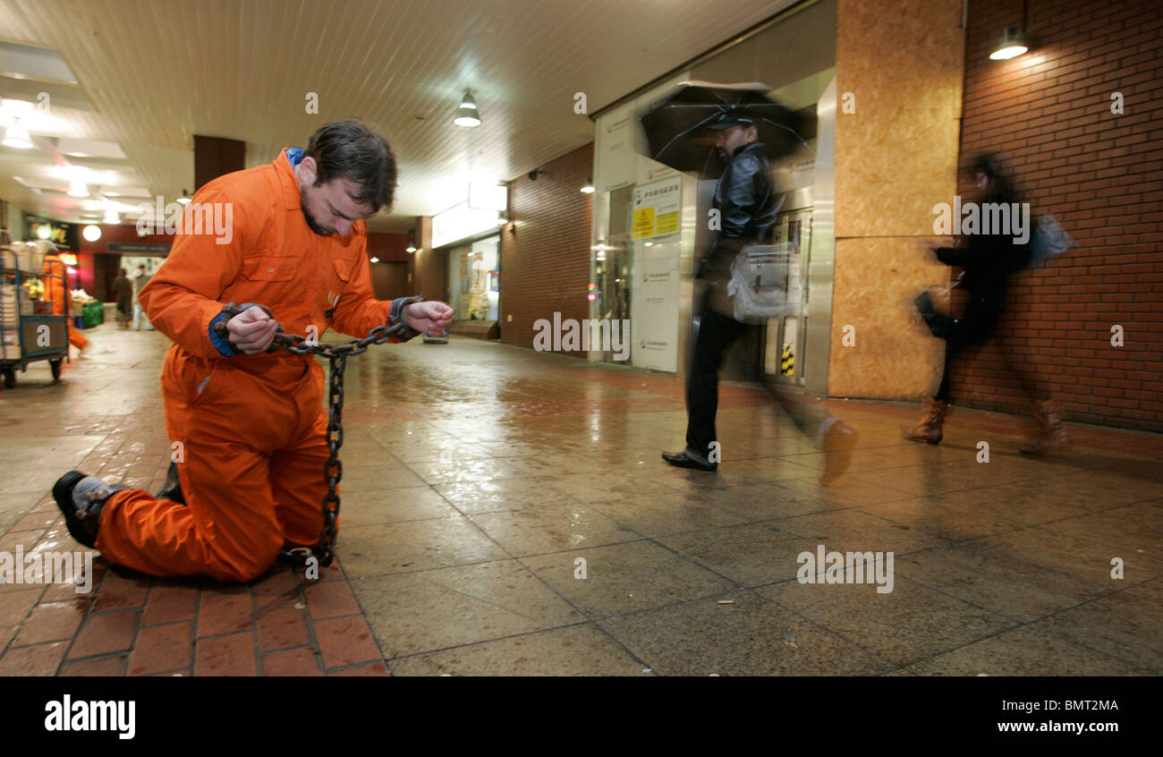 Anti-Guantánamo Bucht Protest gegen Egge auf dem Hügel tube Station london Stockfoto