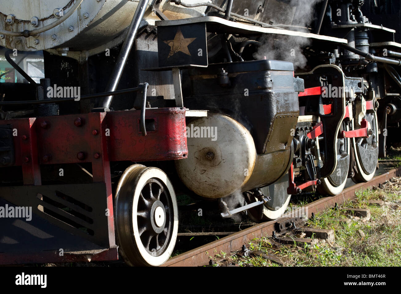 Dampflokomotive Räder Stockfoto