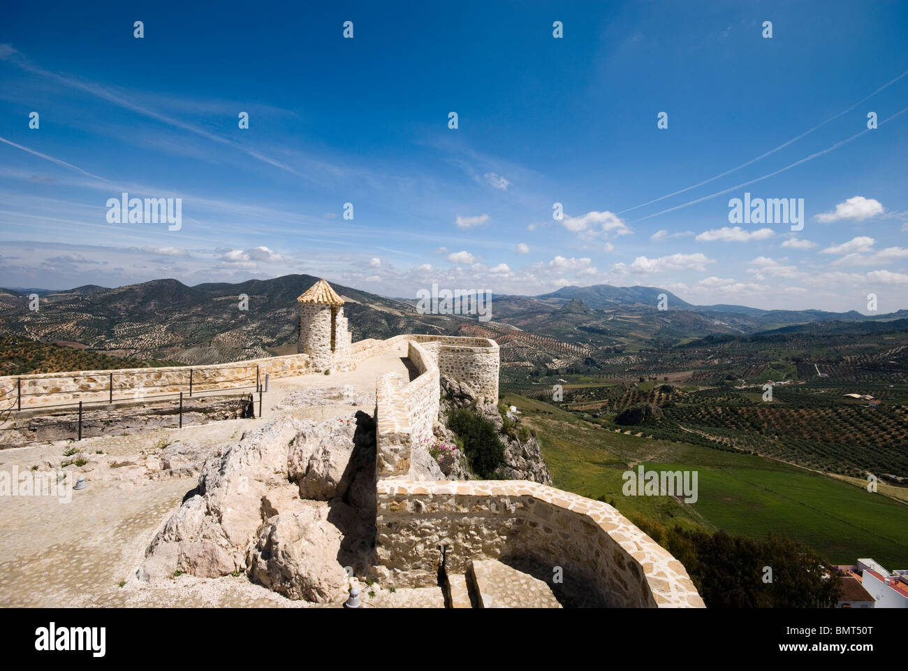 Blick aus dem zwölften Jahrhundert maurische Burg, Olvera, Andalusien, Spanien Stockfoto