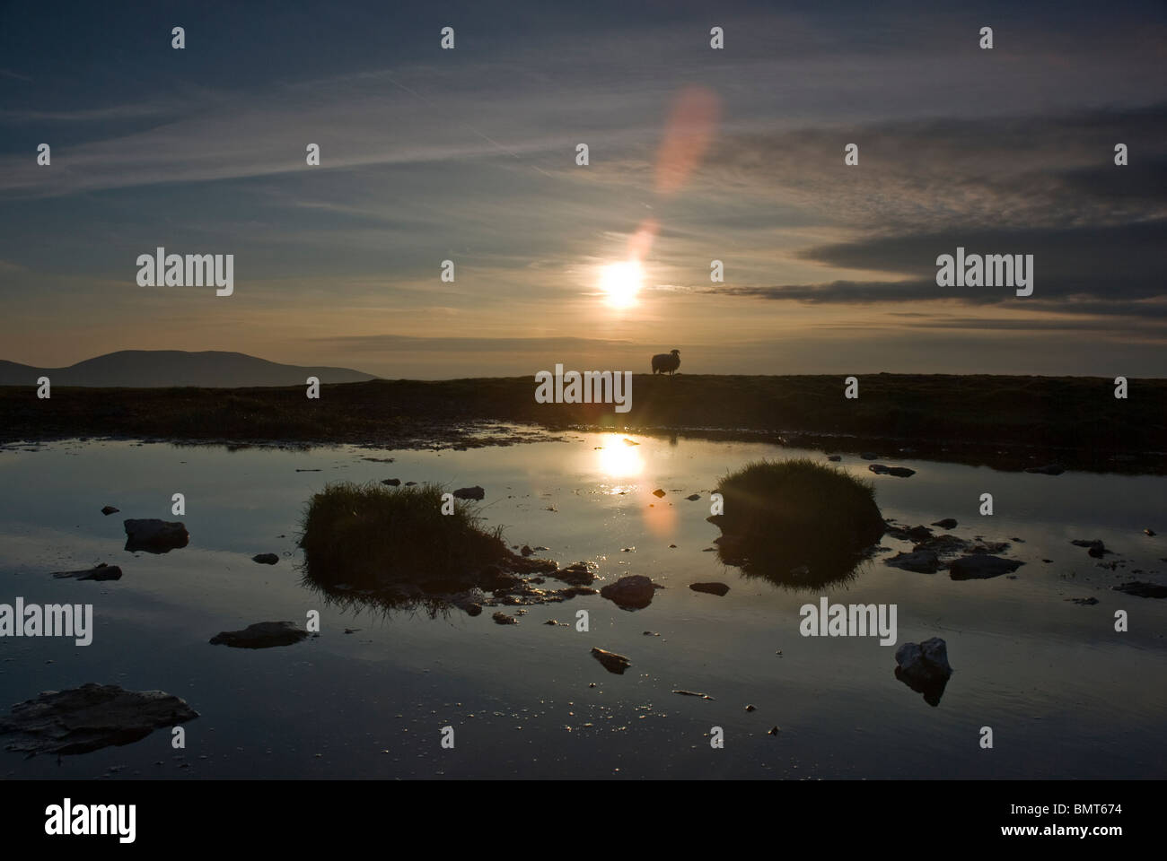 Sonnenuntergang am Gipfel von Blencathra, Lake District, Cumbria Stockfoto