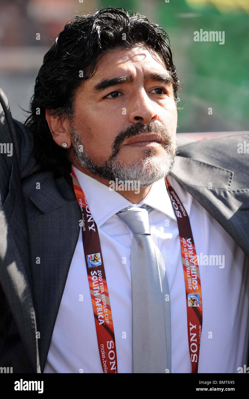 DIEGO MARADONA Argentinien Trainer SOCCER CITY Stadion Südafrika 17. Juni 2010 Stockfoto