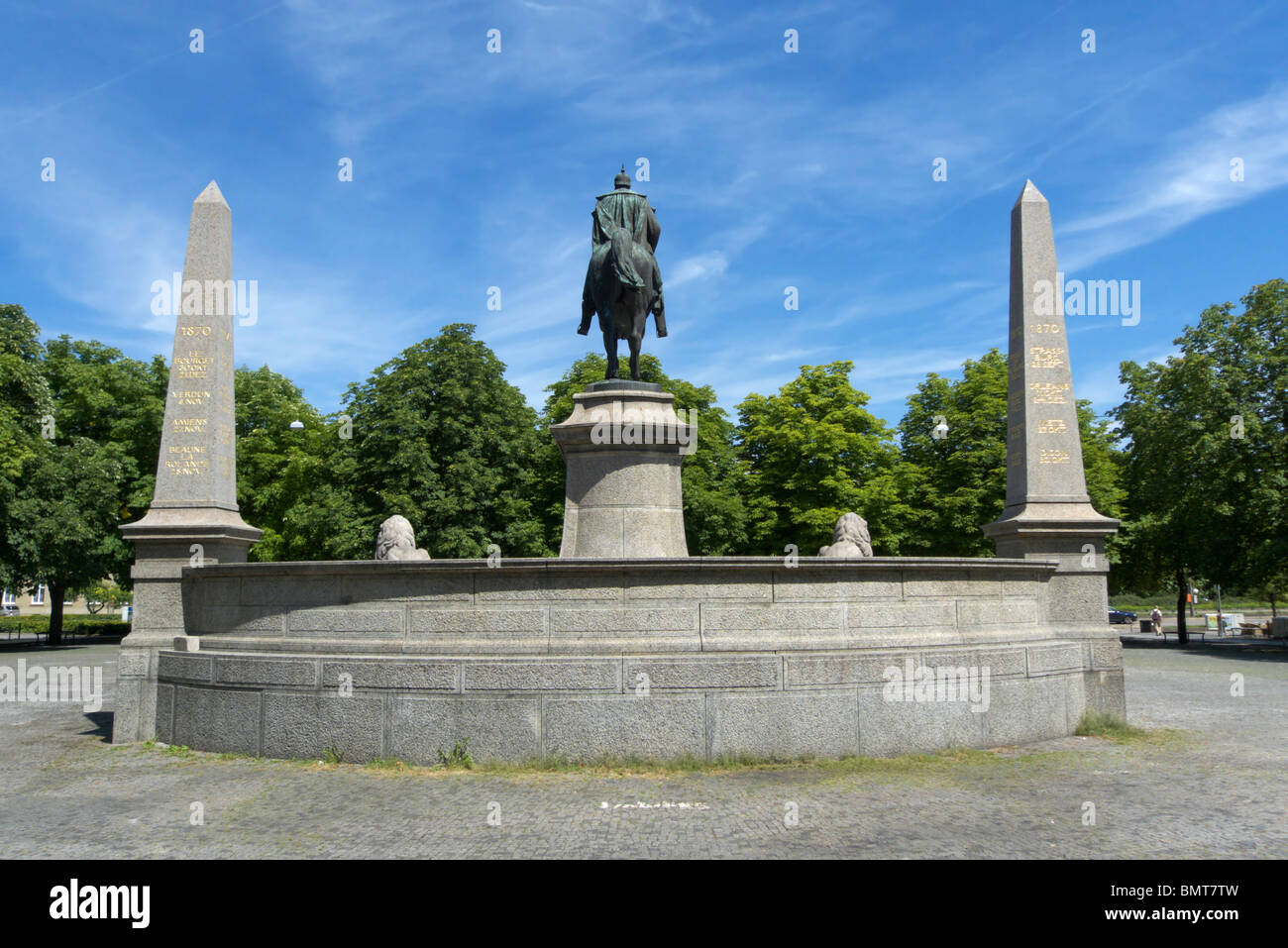 Reiterstandbild des deutschen Kaisers Wilhelm I., quadratische Karlsplatz, Stuttgart, Baden-Württemberg, Deutschland Stockfoto