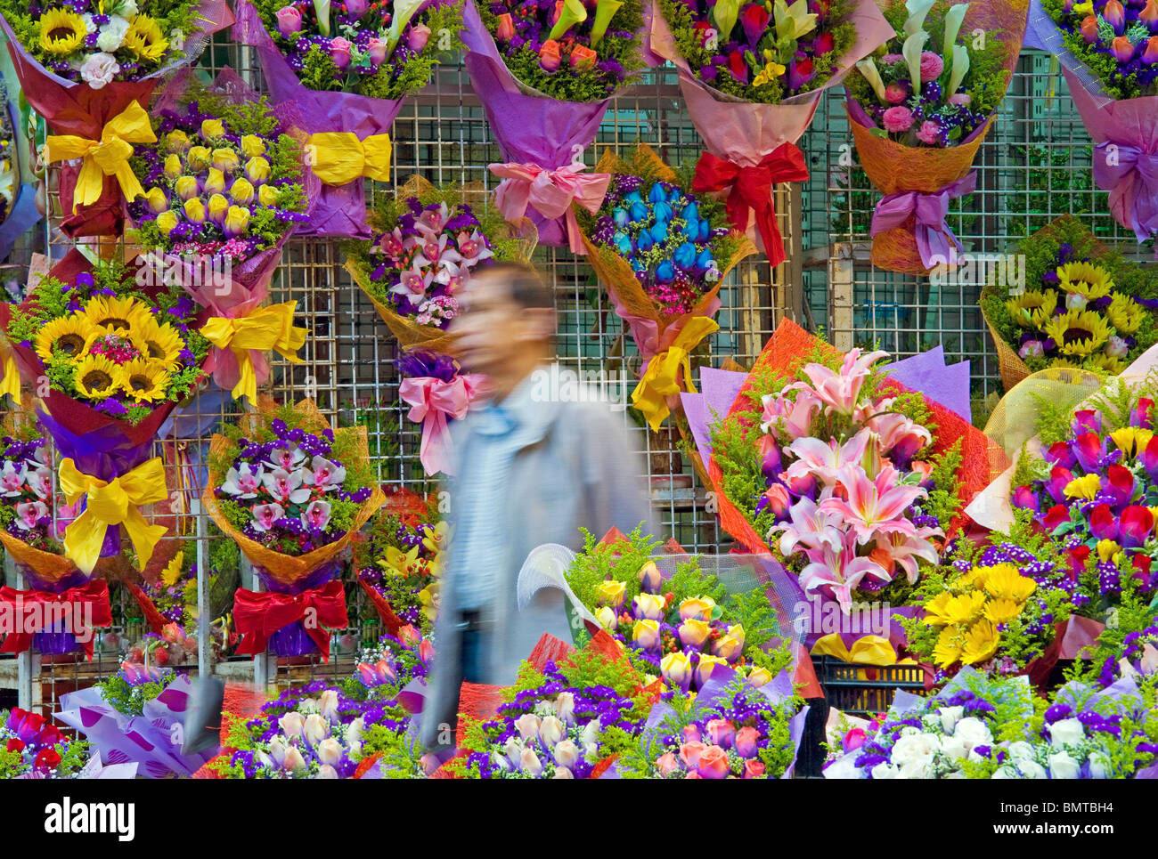 China, Hongkong, Kowloon. Blumenmarkt Stockfoto