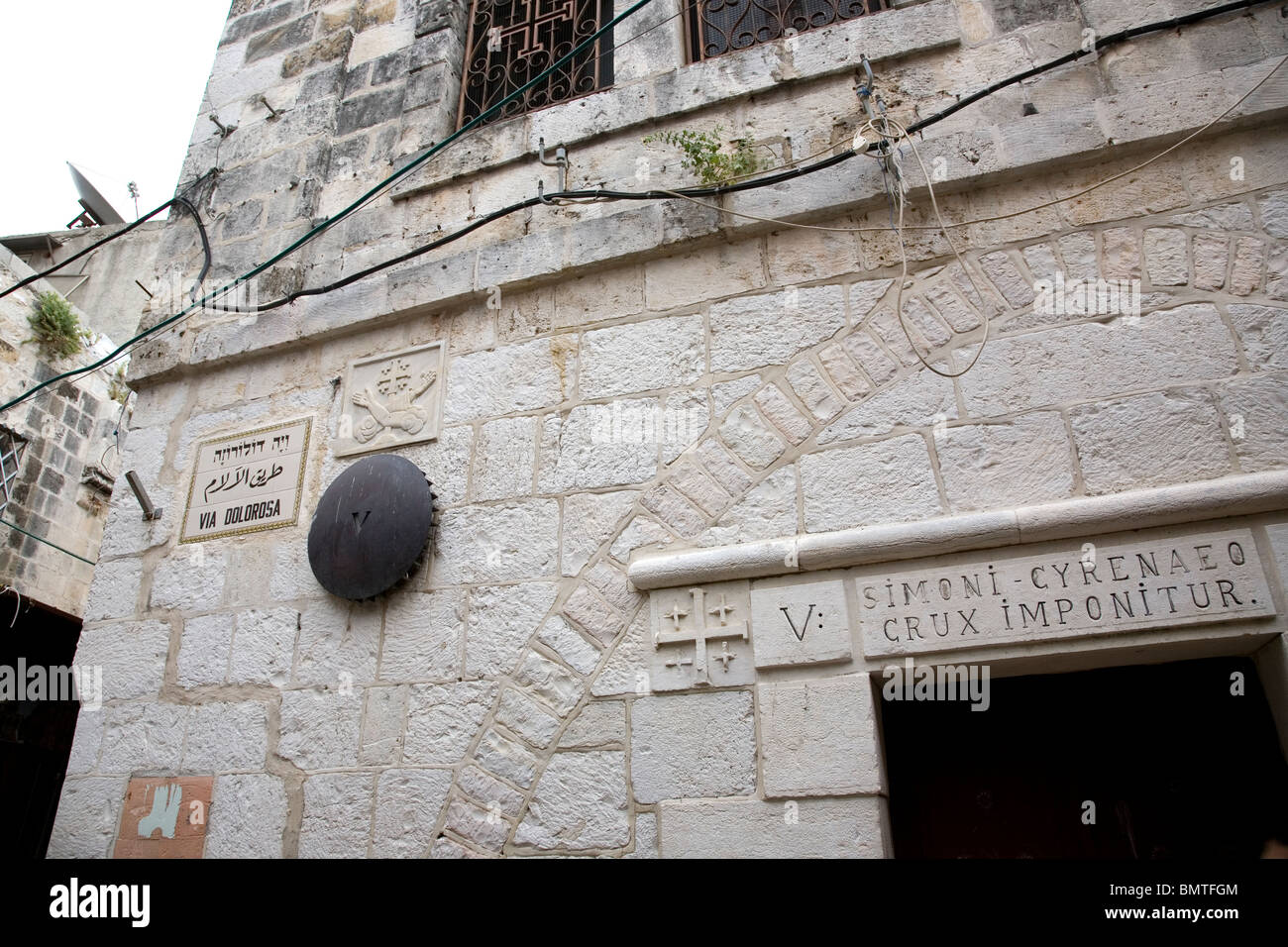 Fünfte Station auf der Via Dolorosa in Jerusalem Stockfoto