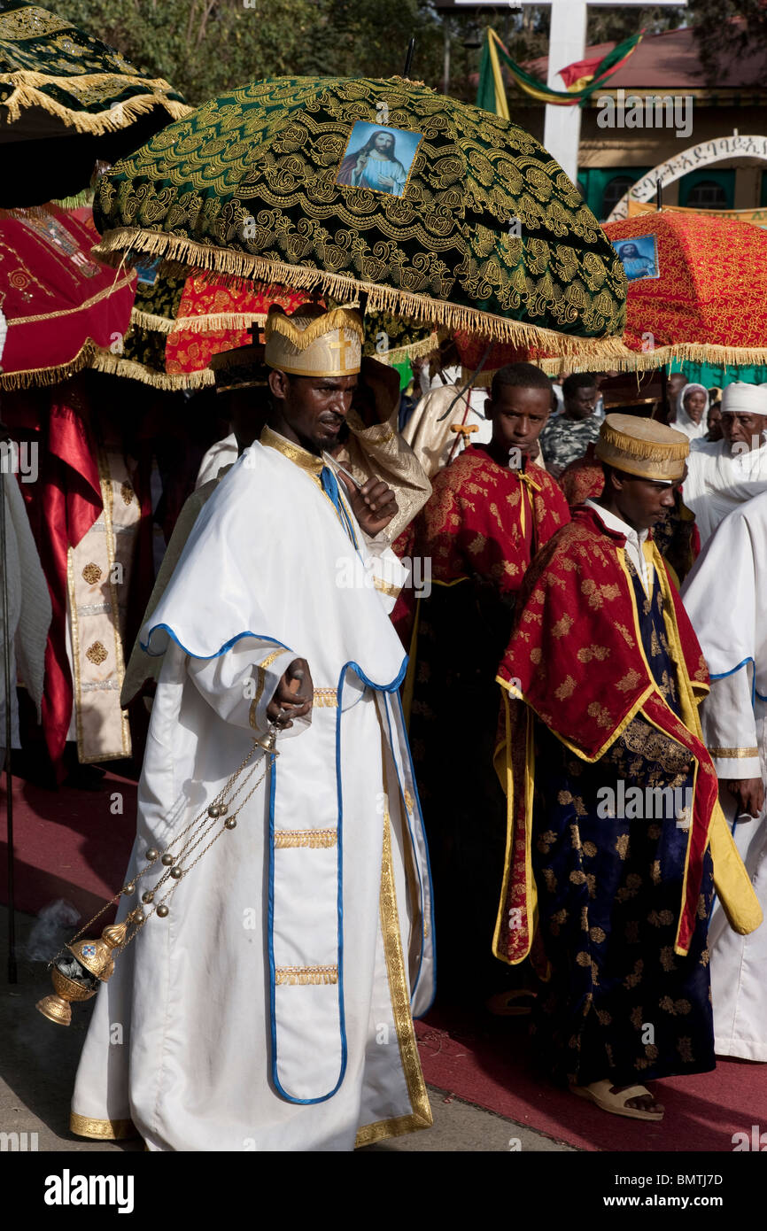 Afrika. Äthiopien. Gonder. Timkat fest. Stockfoto