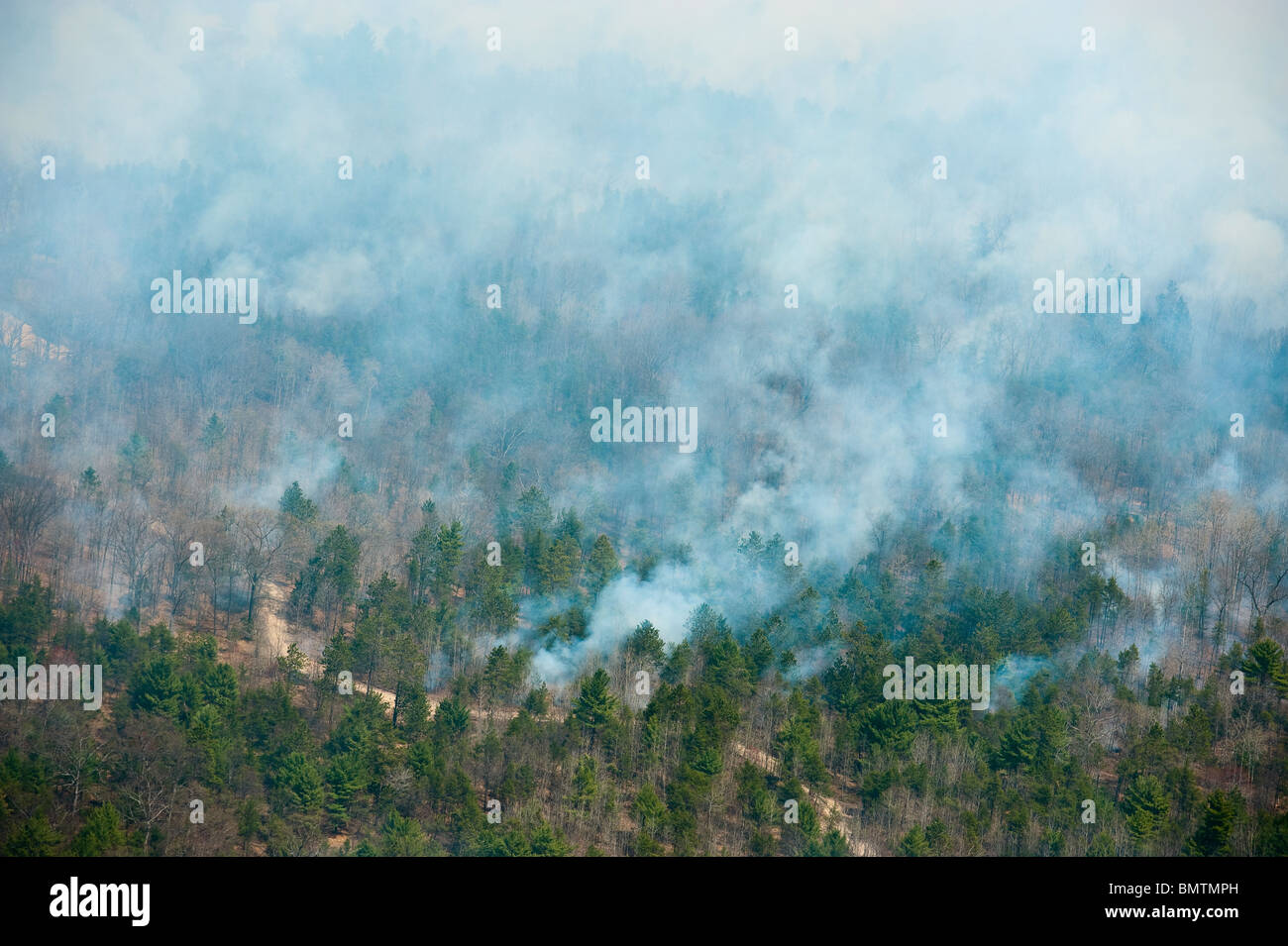 2000 Hektar vorgeschrieben Brennen auf Huron-Manistee National Forest in Michigan, USA Stockfoto