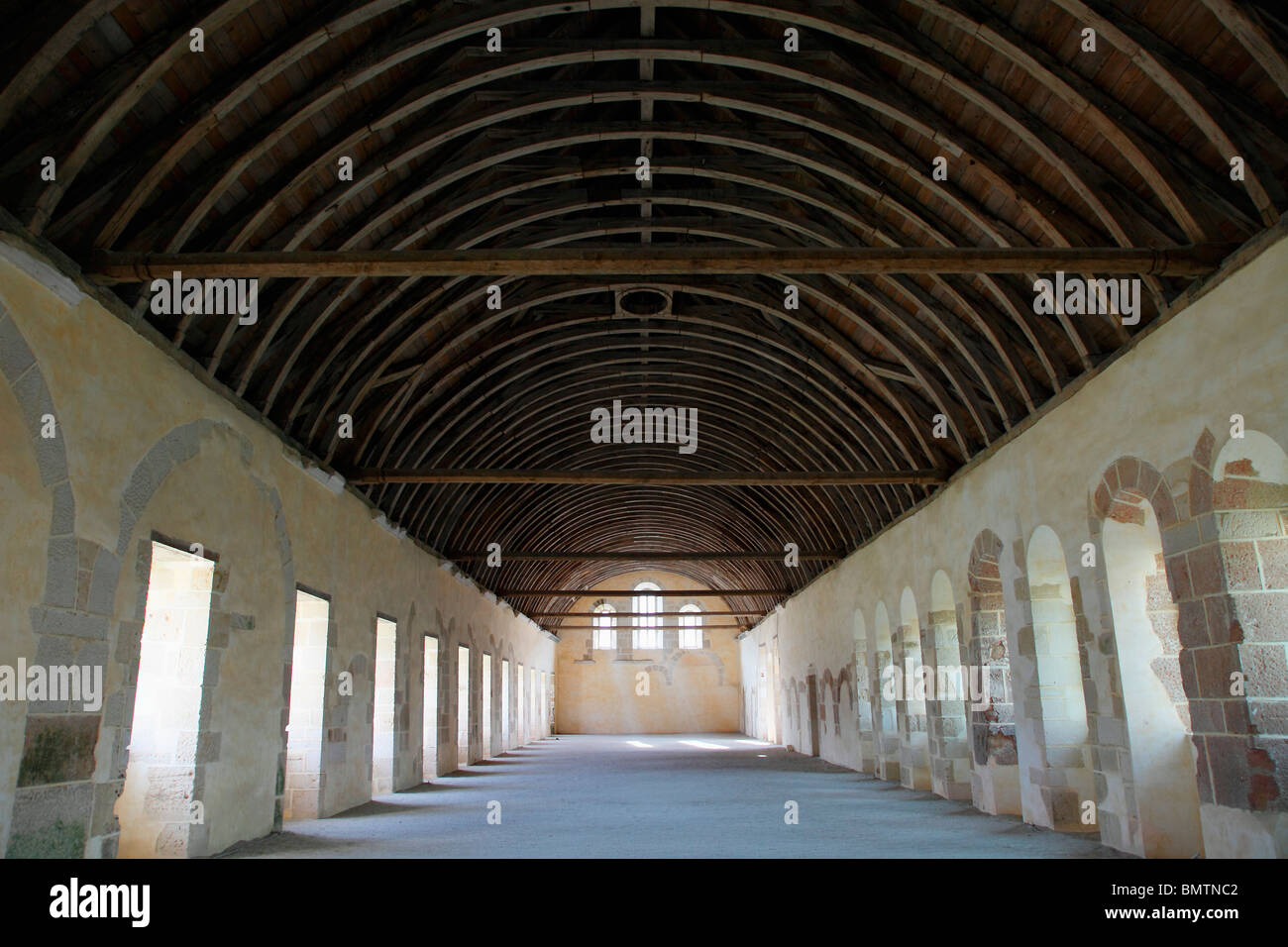 Abtei von FONTENAY, der Schlafsaal der Mönche, MONTBARD Burgund Frankreich Stockfoto