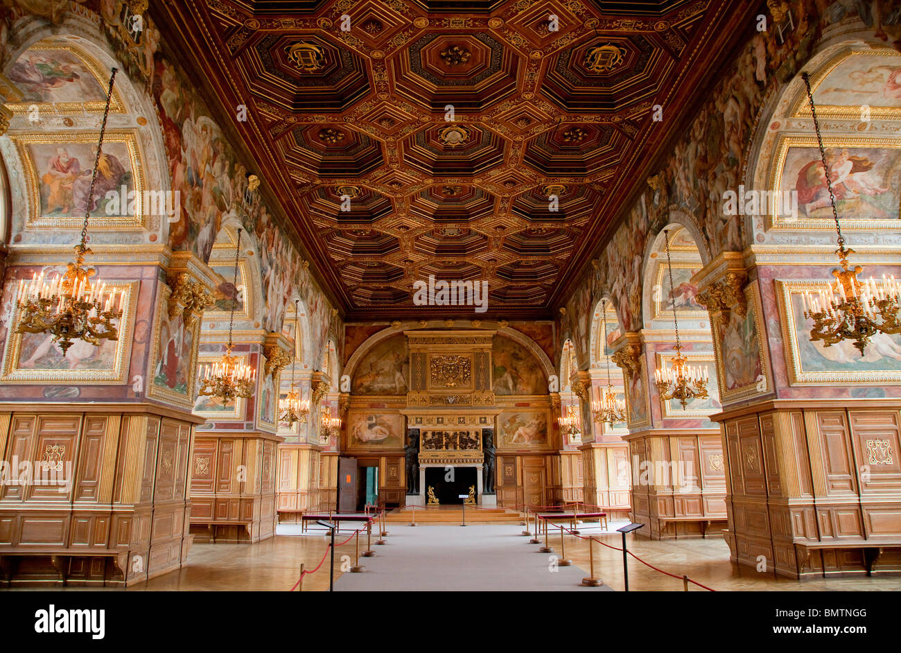 FRANKREICH, DAS SCHLOSS VON FONTAINEBLEAU, BALLSAAL Stockfoto