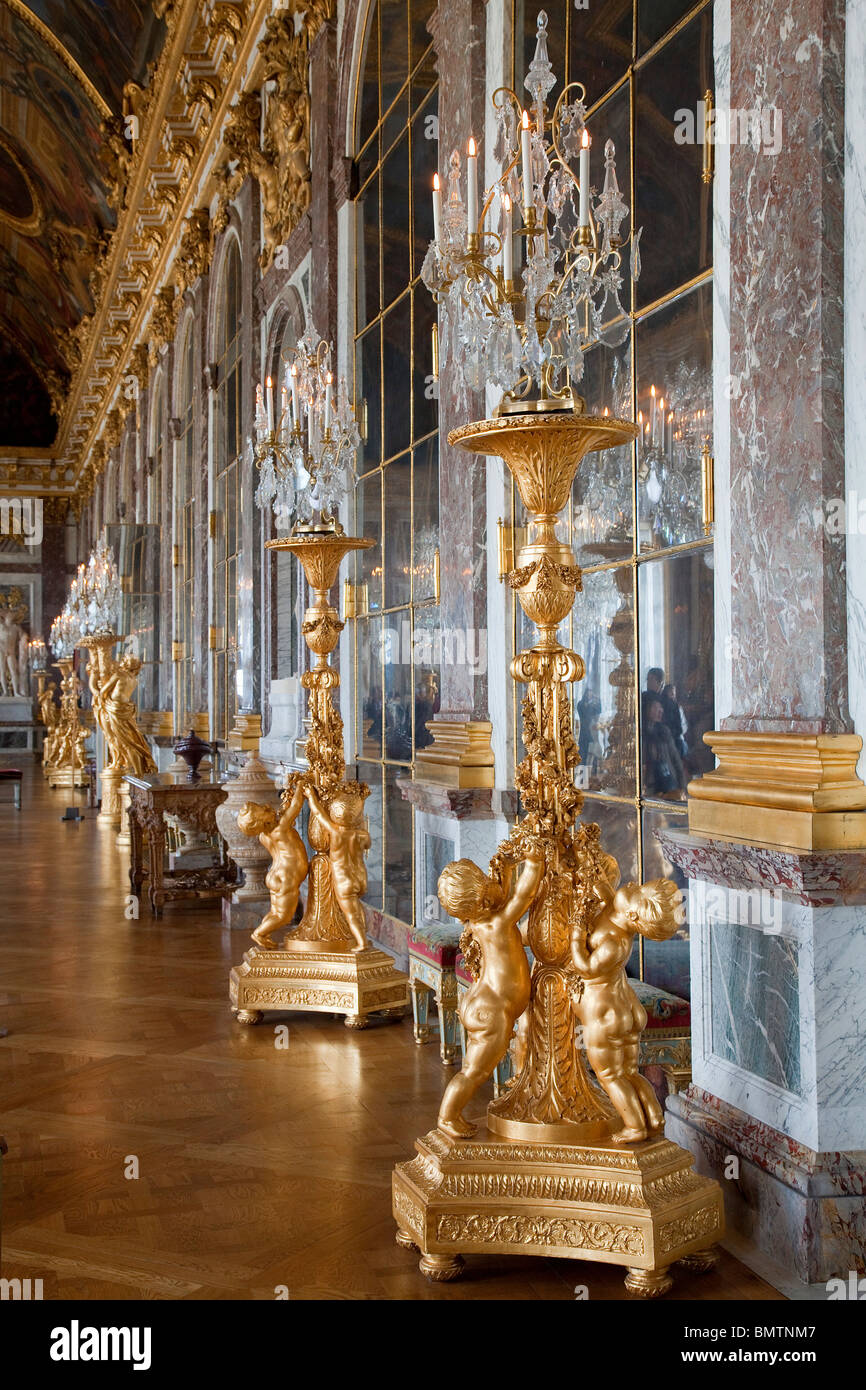 Chateau de Versailles, Galerie des Glaces Stockfoto