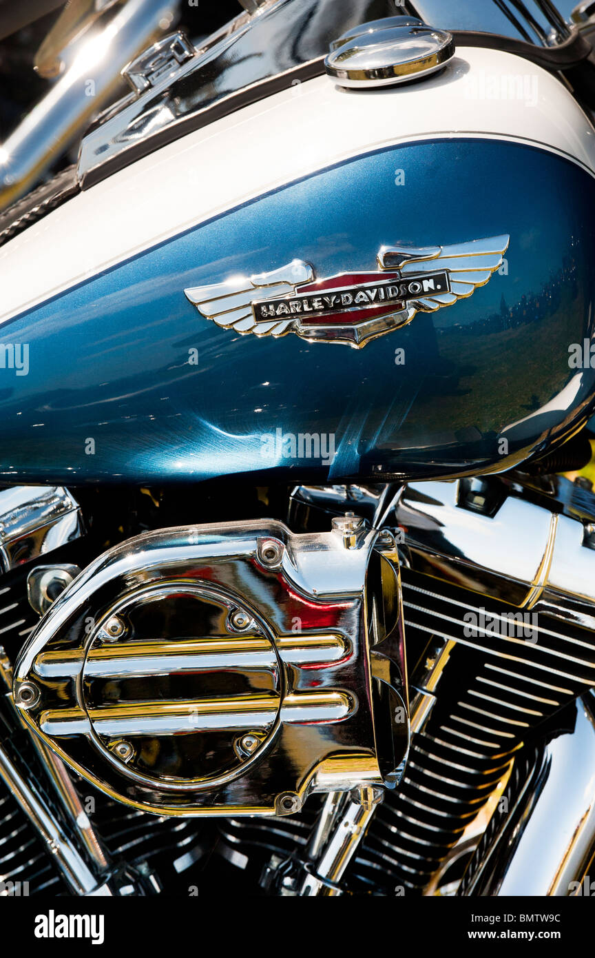 Harley Davidson Motorrad, Tank und Motor Stockfoto