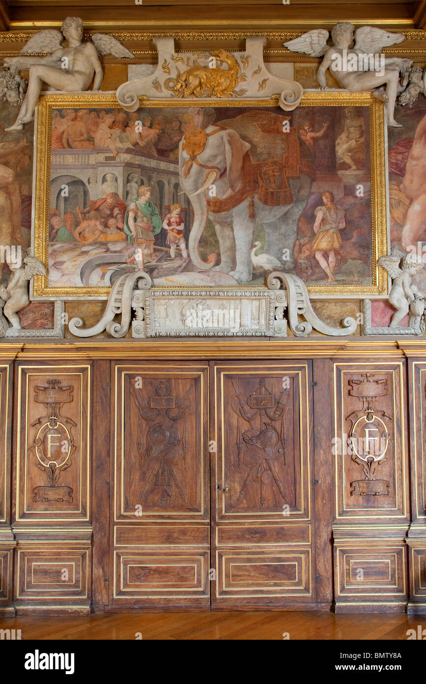 FRANKREICH, DAS SCHLOSS VON FONTAINEBLEAU, KÖNIG FRANCOIS ICH GALERIE Stockfoto