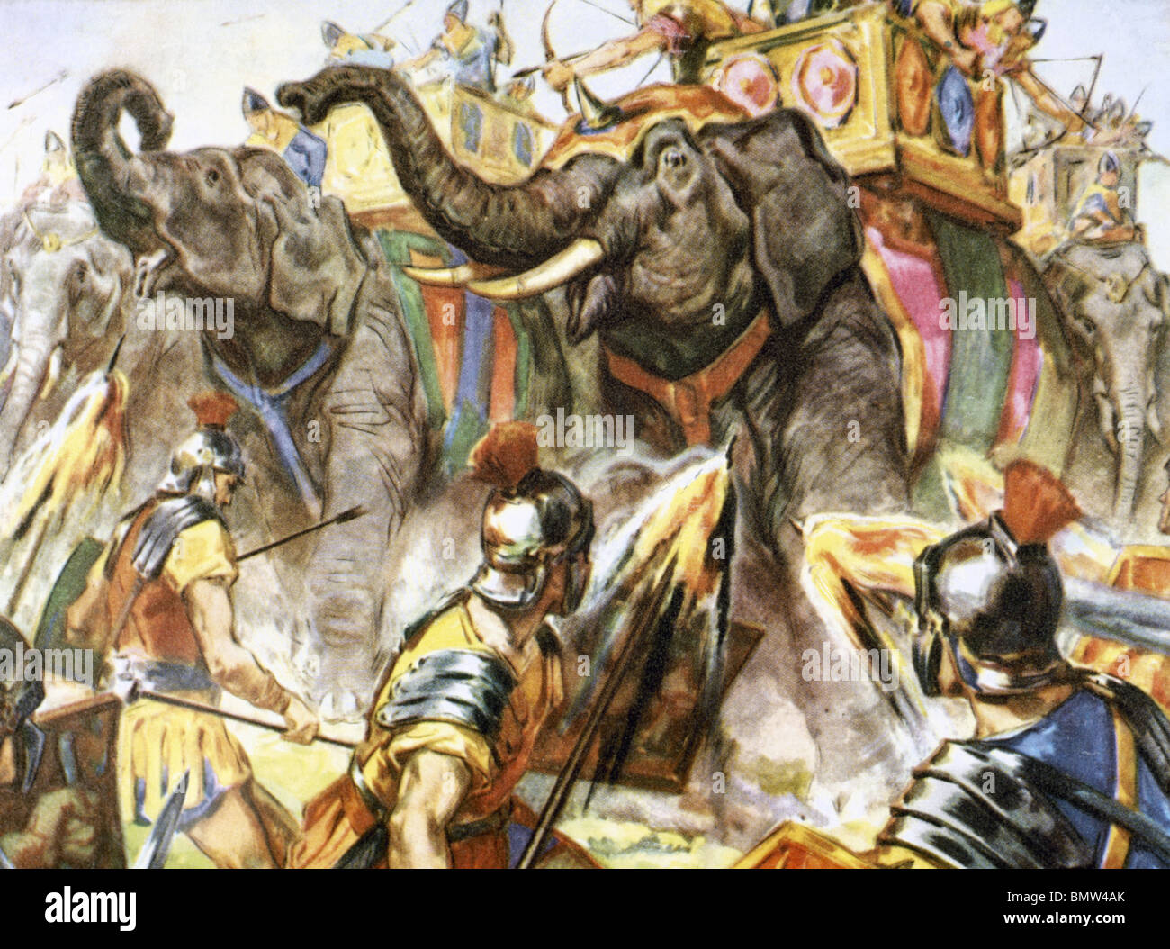 Punischen Krieg. Hannibal besiegte die römischen Legionen traf ihn in Spanien und Südfrankreich gekreuzt. Stockfoto