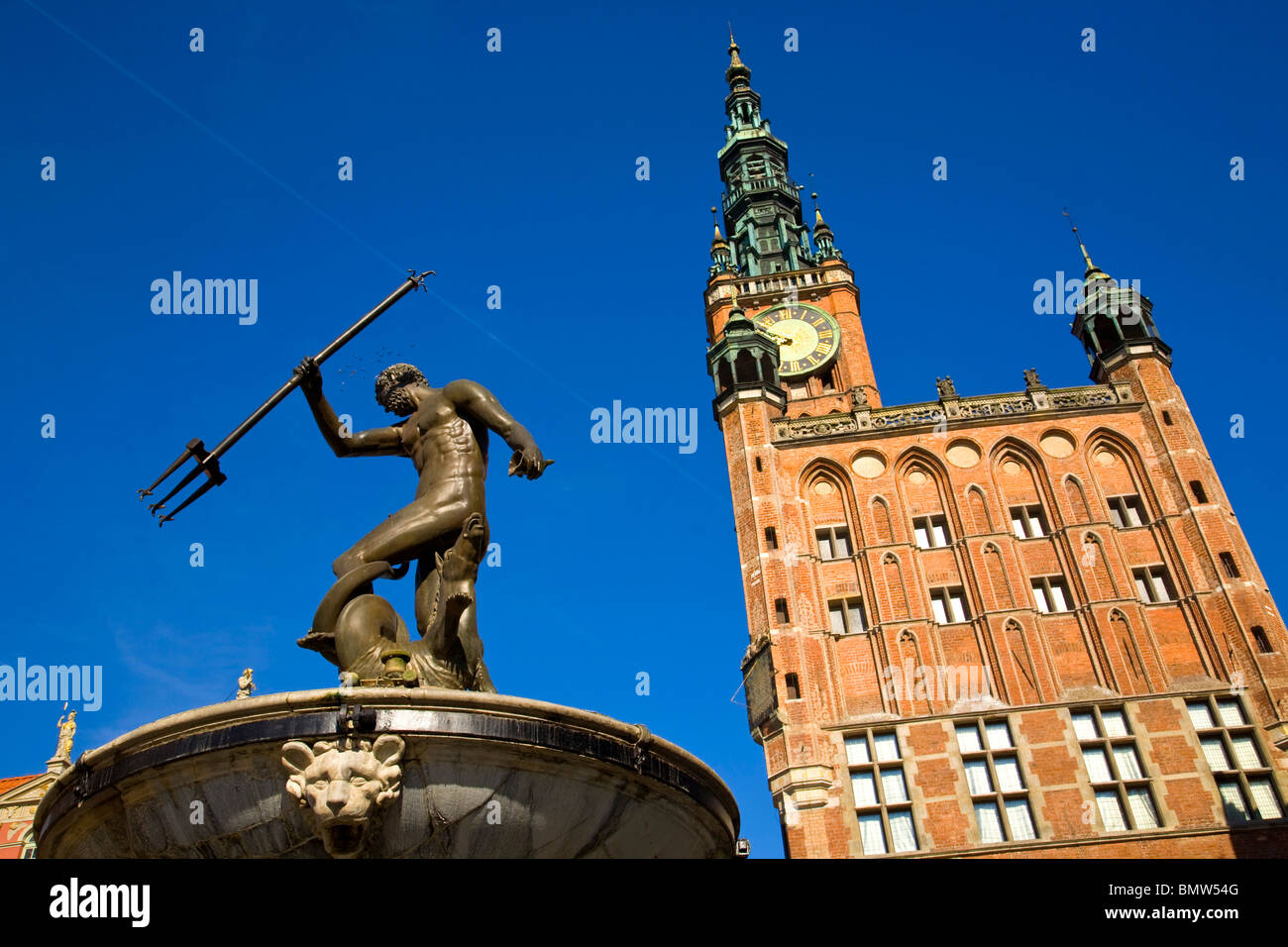 Brunnen von Neptun Rathaus Danzig-alte Stadt Polen Stockfoto