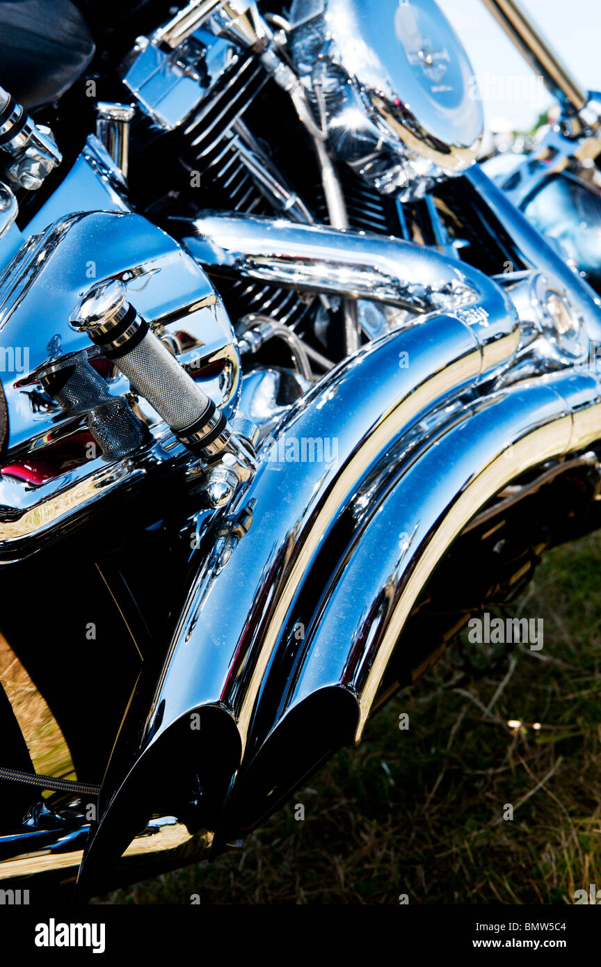 Custom Harley Davidson Motorrad bei einer Motorrad-Show in England Stockfoto