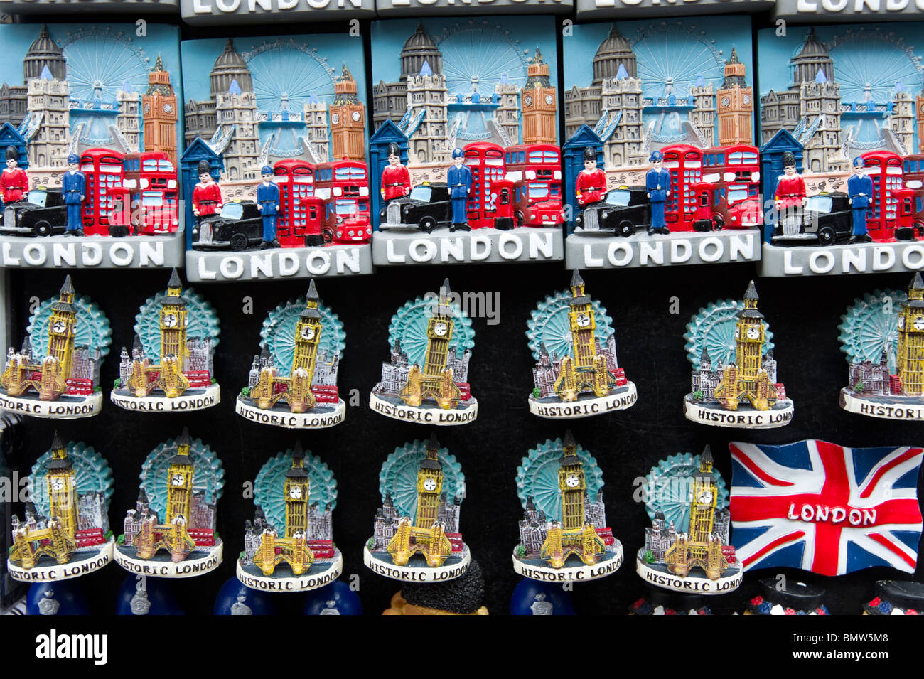 Kühlschrank-Magnet-Souvenirs der berühmten Londoner Sehenswürdigkeiten, England, Großbritannien, UK Stockfoto