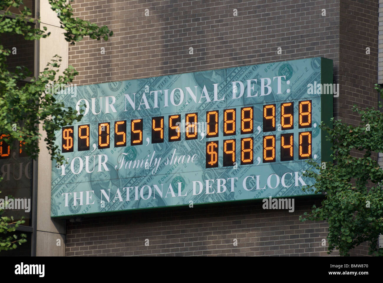 Die nationale Verschuldung Clock in New York City, USA Stockfoto