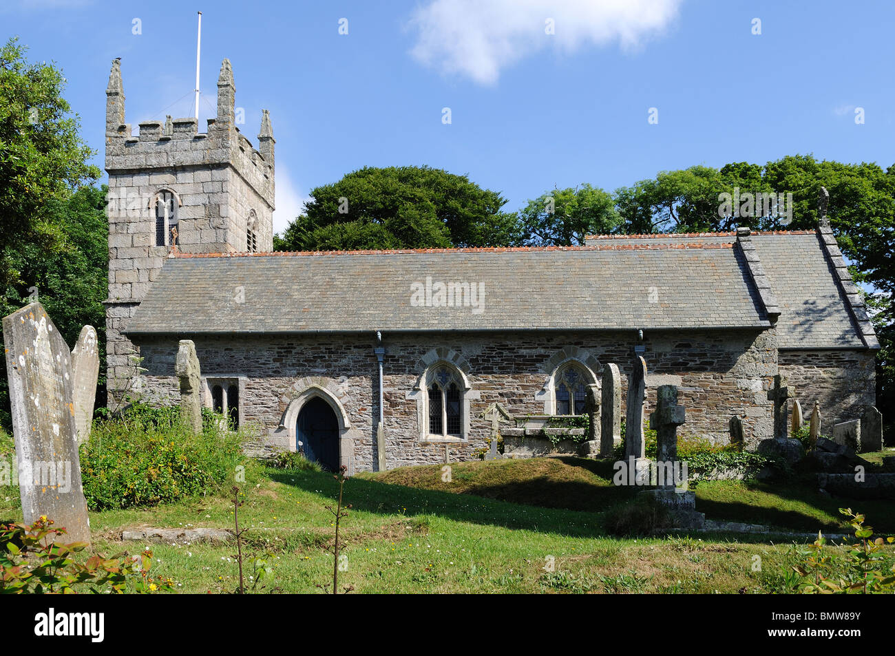 Mawnan Pfarrkirche, Mawnan-Smith, Cornwall, uk Stockfoto