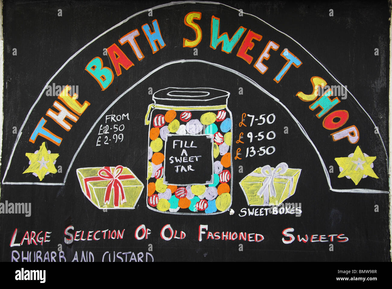 Melden Sie sich außerhalb der Badewanne Sweet Shop, Bad Somerset UK Stockfoto