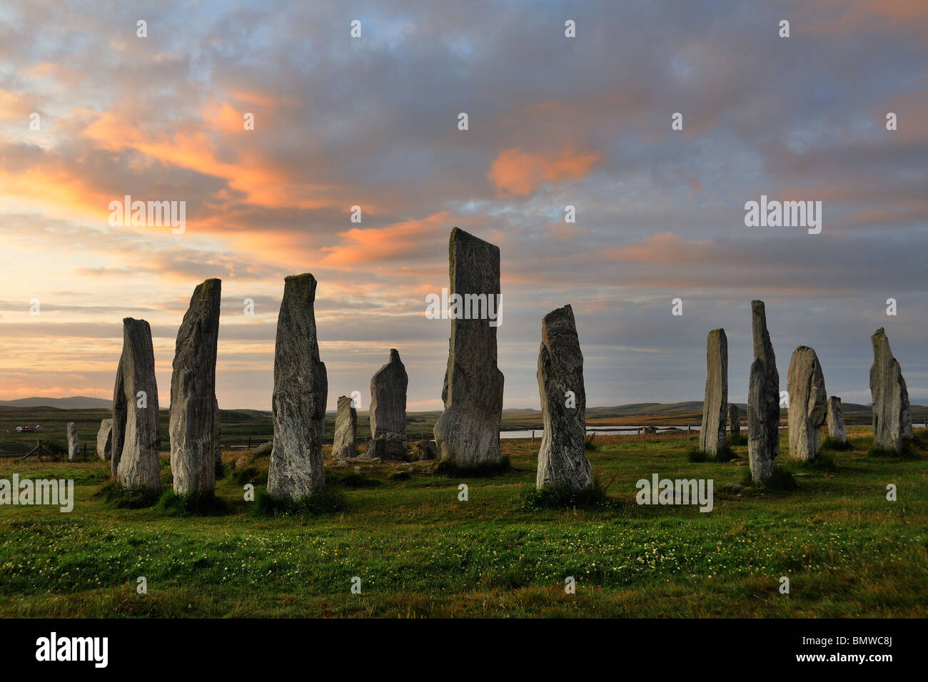 Die Menhire bei Callanish im Morgengrauen, Isle of Lewis, Schottland Stockfoto