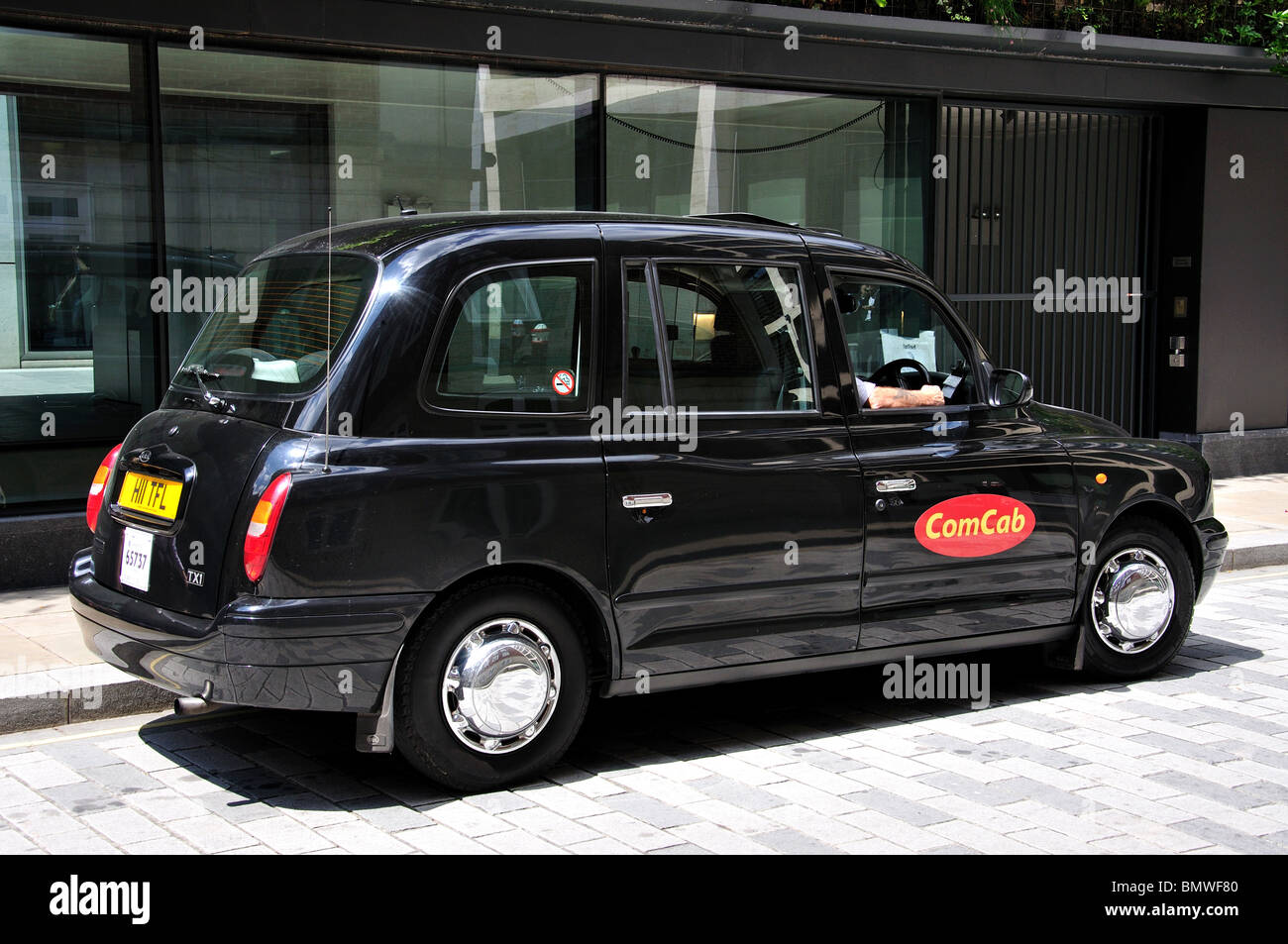 London Taxi, schwarz, neue Fetter Street, New Street Square, City of London, Greater London, England, Vereinigtes Königreich Stockfoto