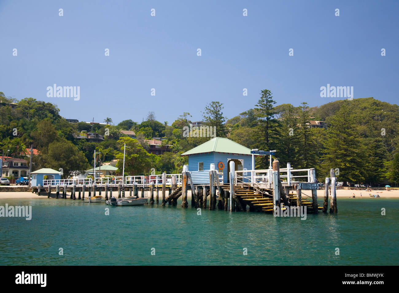 am Wasser Blick auf Palm Beach ferry jetty, new South Wales, Australien Stockfoto