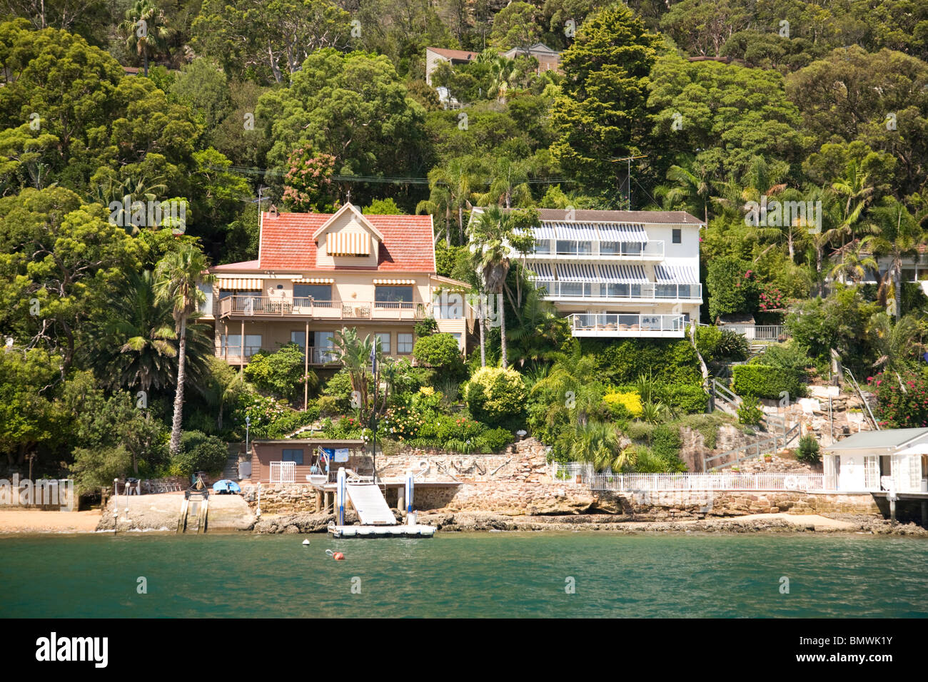 Luxus am Wasser Häuser im Palm beach Sydney Australien Stockfoto