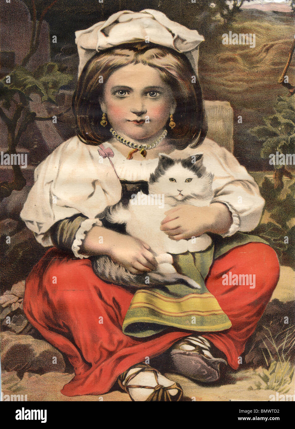 Junges Mädchen und ihre Katze Stockfoto