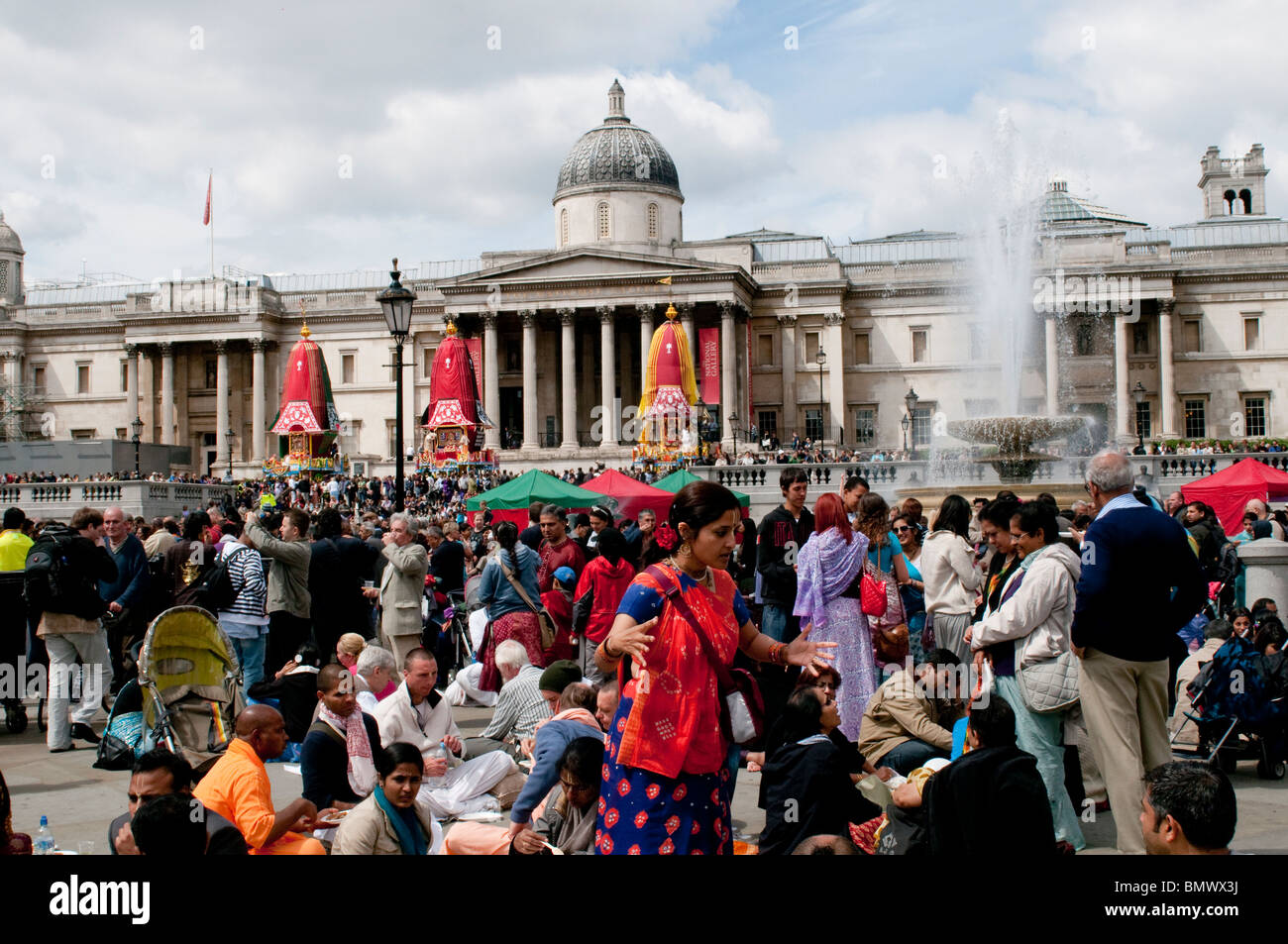 Hare-Krishna-Festival der Streitwagen, Trafalgar Square, London, 20. Juni 2010, UK Stockfoto Hare-Krishna-Festival der Streitwagen, Trafalgar Square, London, 20. Juni 2010, UK Stockfoto