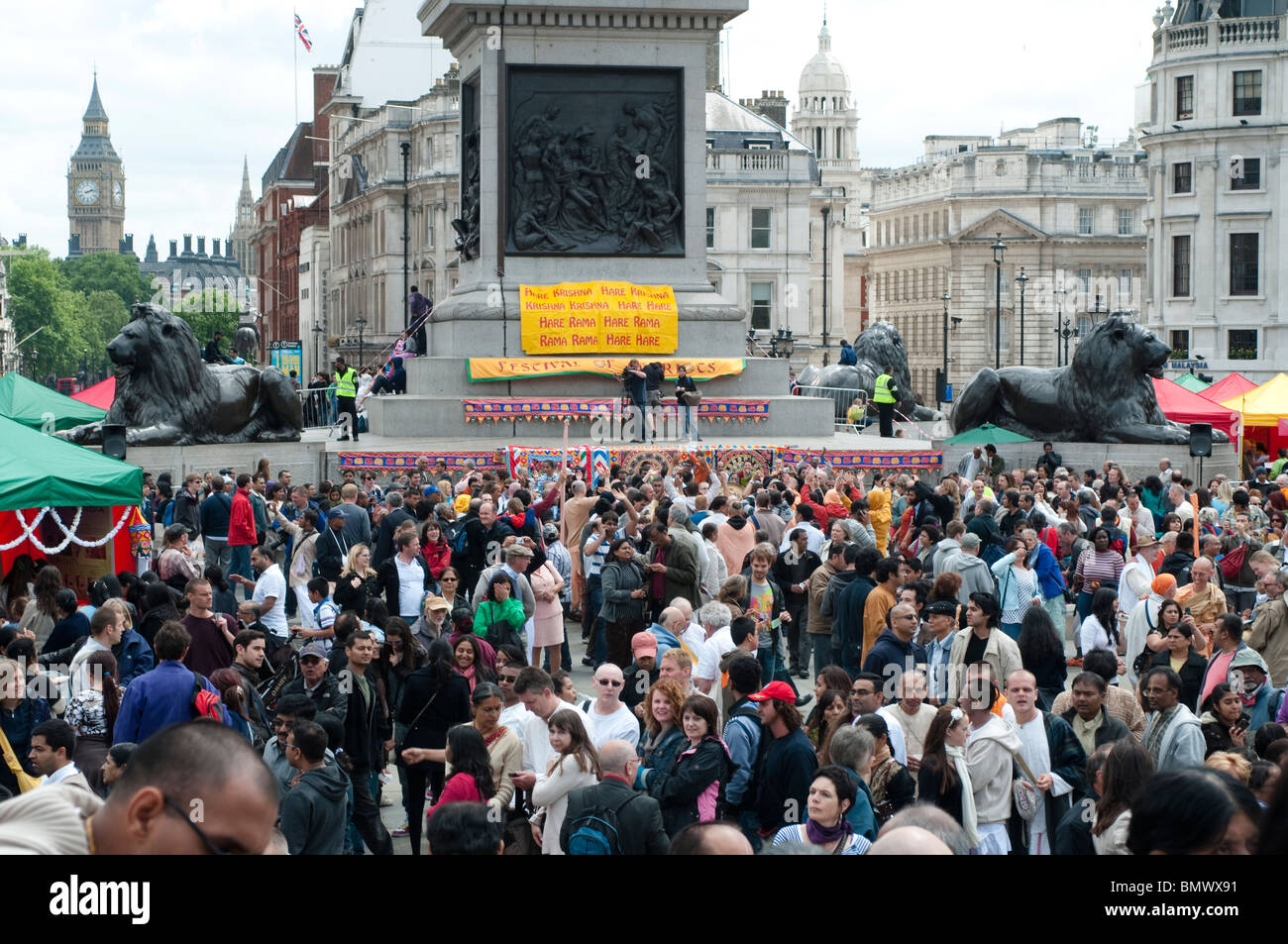 Hare-Krishna-Festival der Streitwagen, Trafalgar Square, London, 20. Juni 2010, UK Stockfoto Hare-Krishna-Festival der Streitwagen, Trafalgar Square, London, 20. Juni 2010, UK Stockfoto