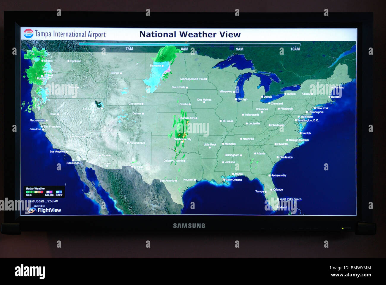 Tampa Airport Wetter Monitor, National Weather Ansicht Stockfoto