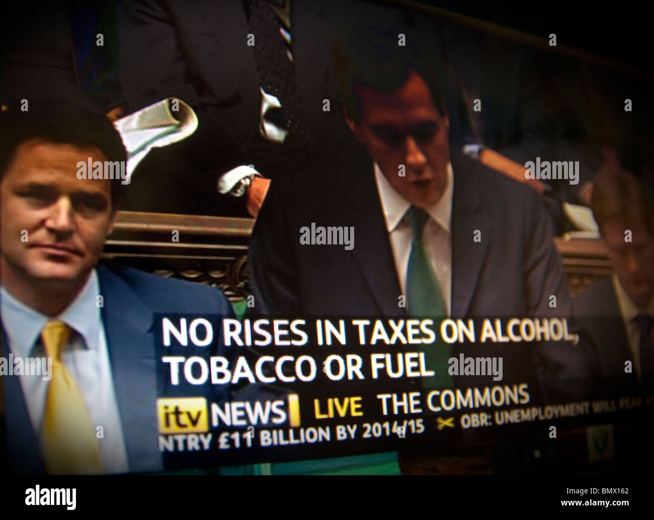 Die Haushaltsrede im House Of Commons, London, UK. George Osborne der konservativen Kanzler von der exchequor Stockfoto