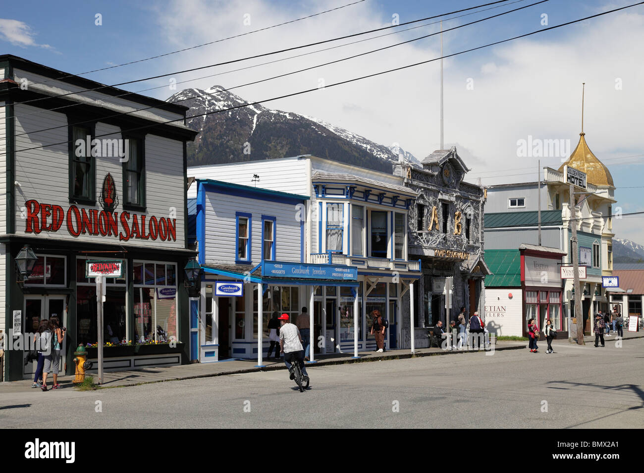 Skagway High Street Alaska, einschließlich der roten Zwiebel Bordell Stockfoto