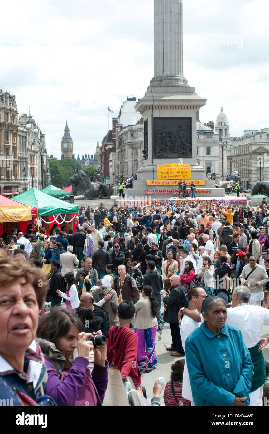 Hare-Krishna-Festival der Streitwagen, Trafalgar Square, London, 20. Juni 2010, UK Stockfoto Hare-Krishna-Festival der Streitwagen, Trafalgar Square, London, 20. Juni 2010, UK Stockfoto