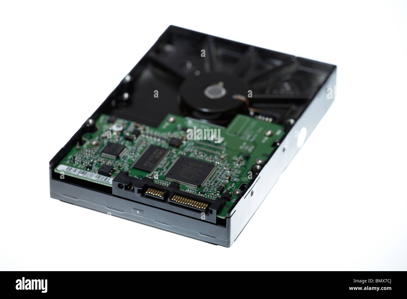 SATA 200GB Festplatte auf weißem Hintergrund Stockfoto