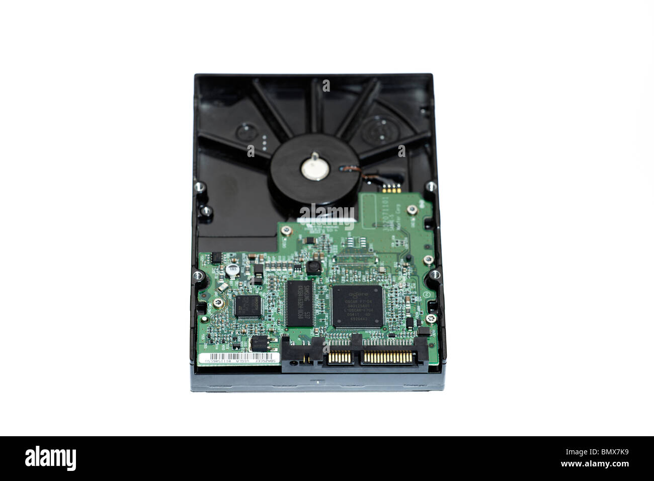 SATA 200GB Festplatte auf weißem Hintergrund Stockfoto