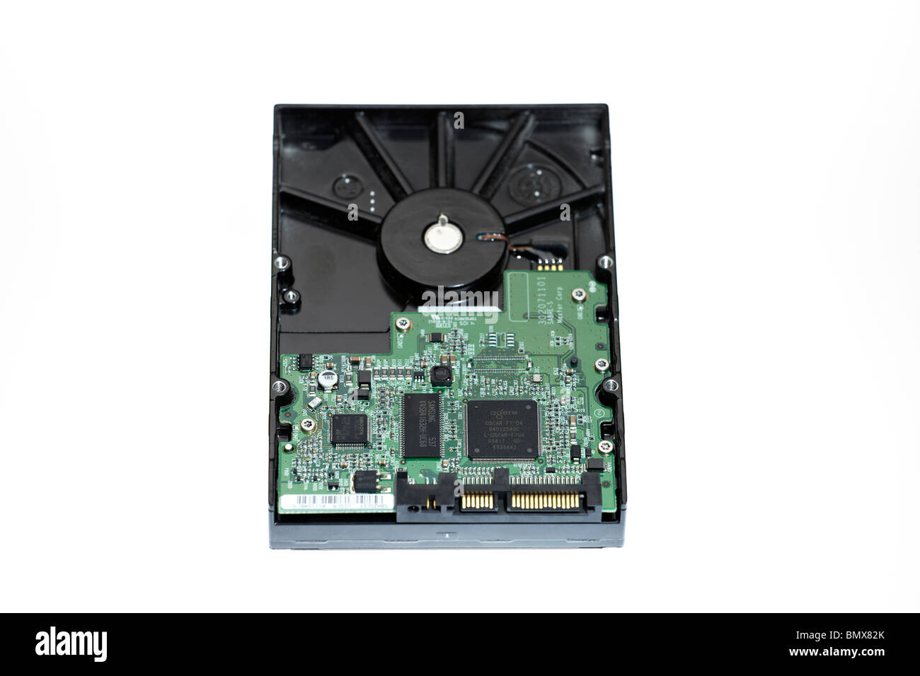 SATA 200GB Festplatte auf weißem Hintergrund Stockfoto